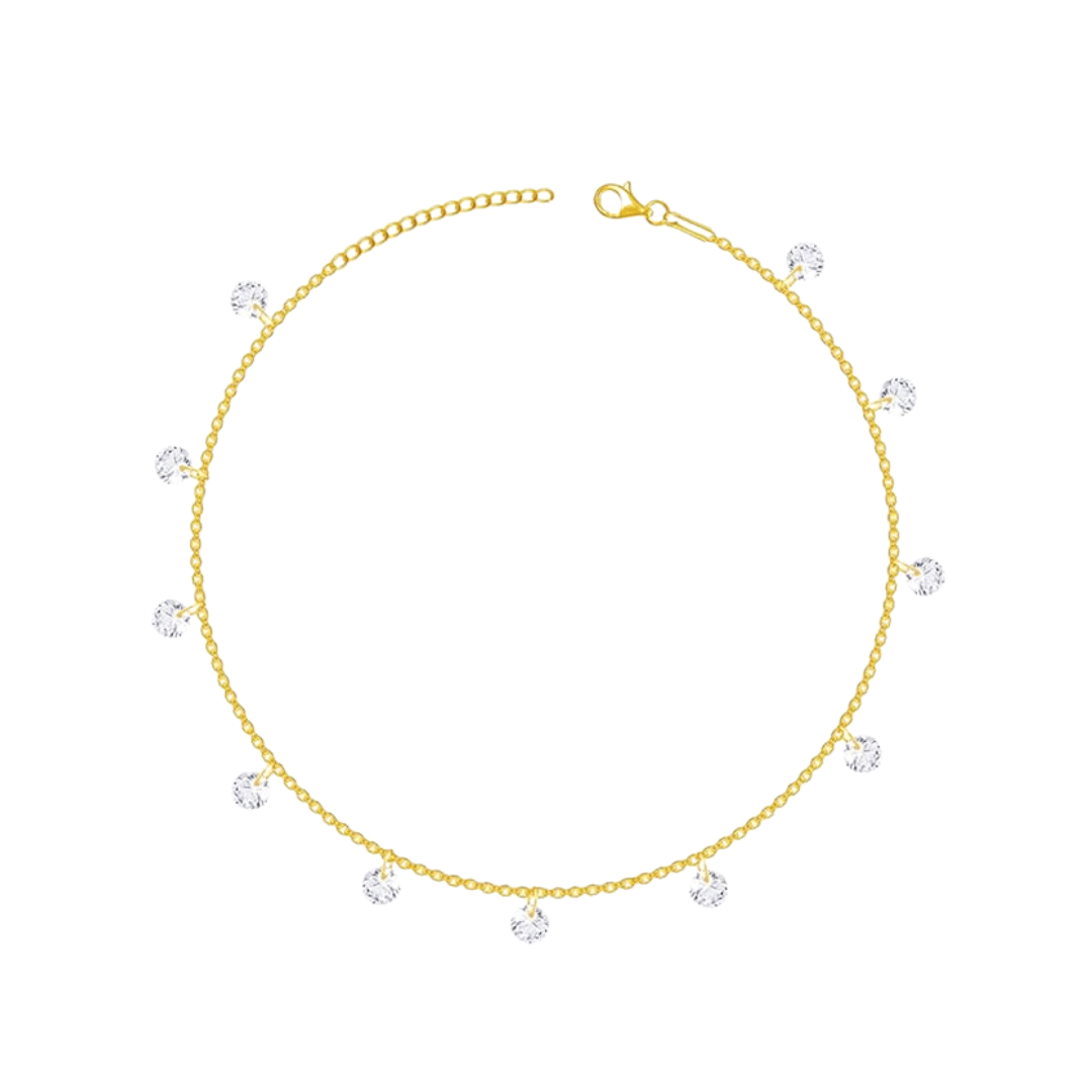 Stone Charms Silver Bracelet in Gold Polish