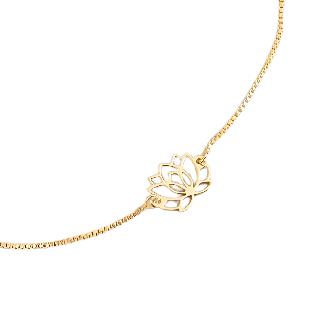 Lotus Design Silver Bracelet with Gold Polish