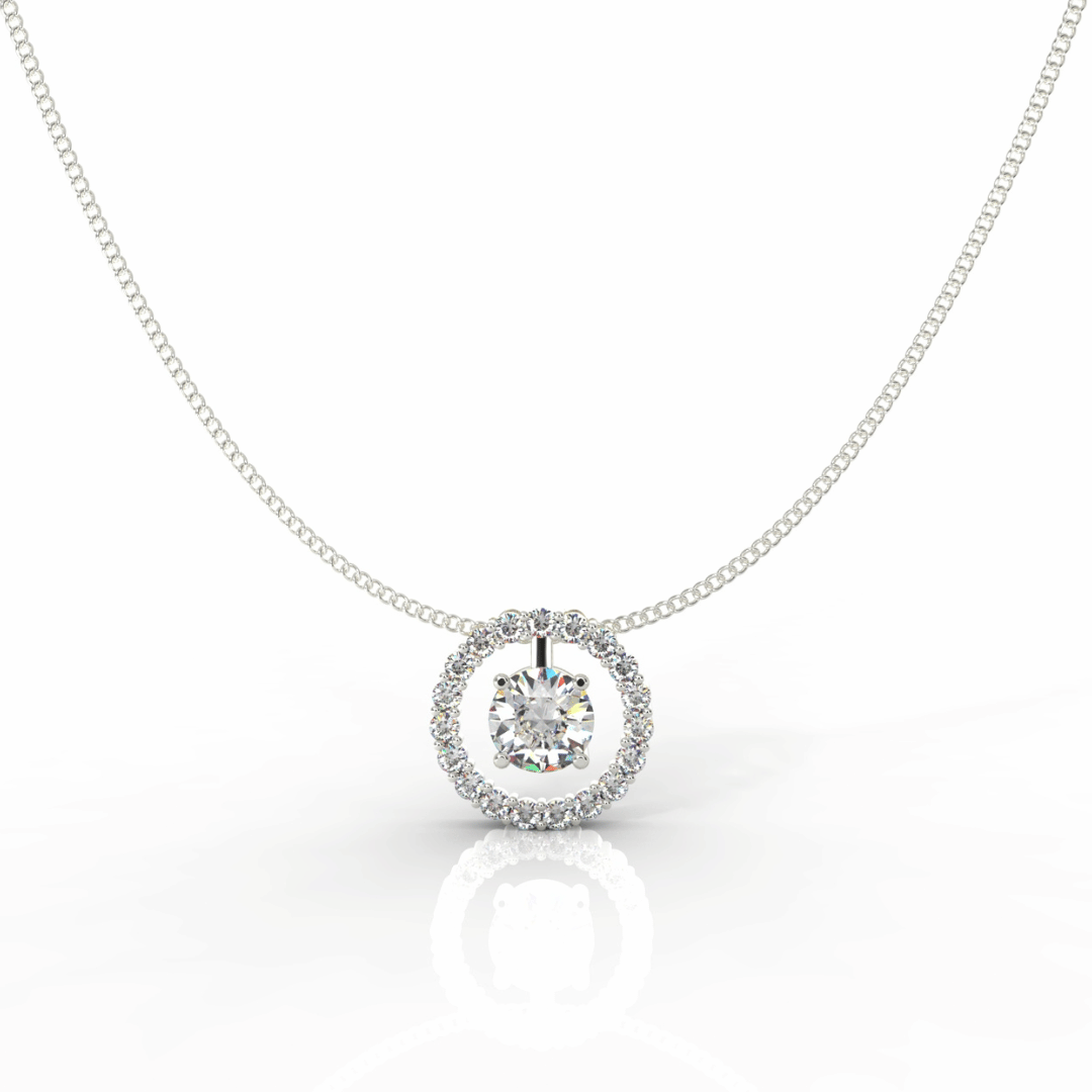 solitaire halo necklace