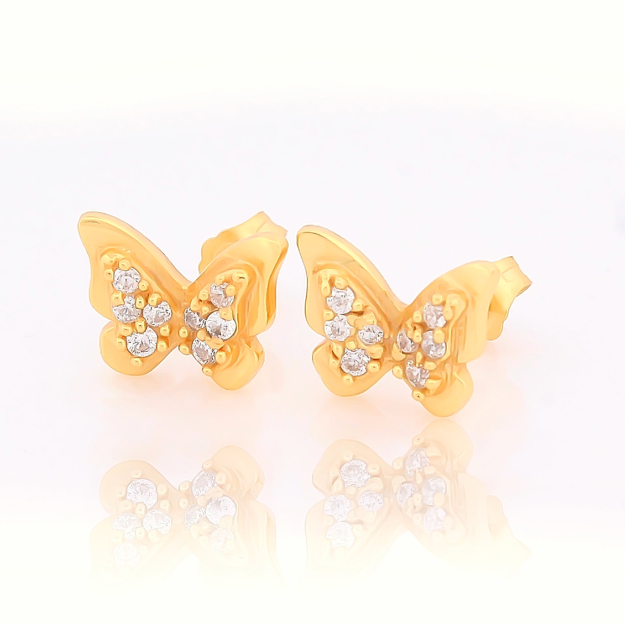 Gold Polish Butterfly Stud Earring
