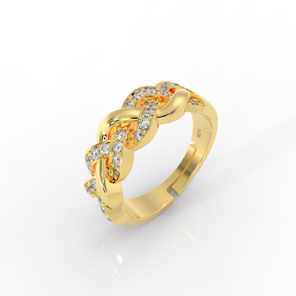 Trendy Infinity Silver Ring in Gold Polish