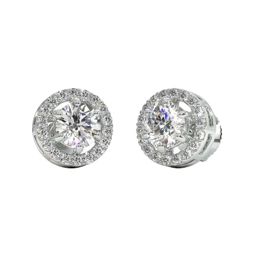 Silver Halo Round Earrings