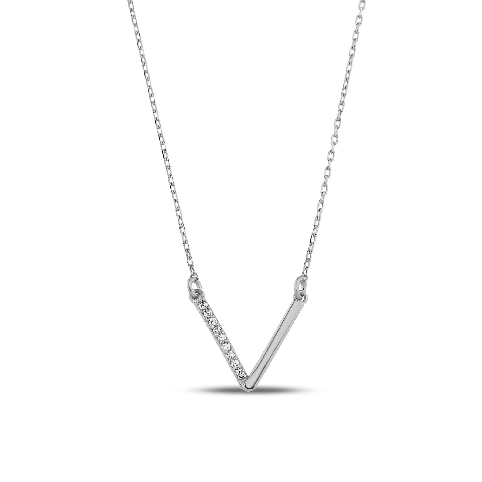 V Shaped Silver Necklace for women