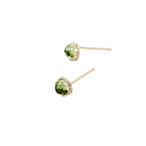 Korean style Green stone Silver Stud Earring