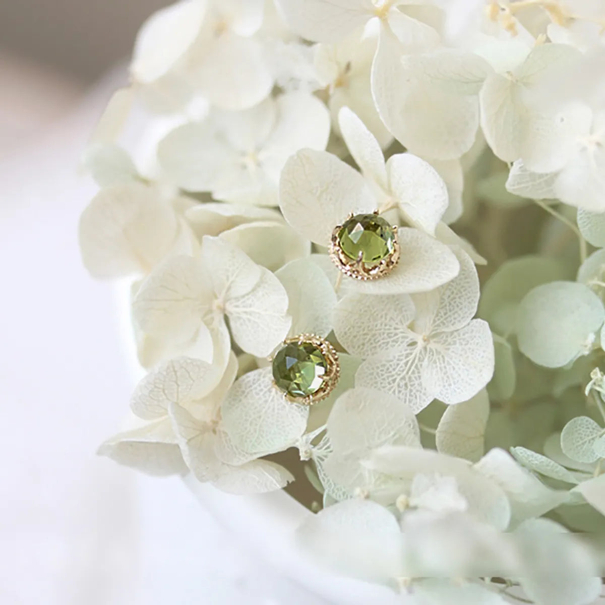Korean style Green stone Silver Stud Earring