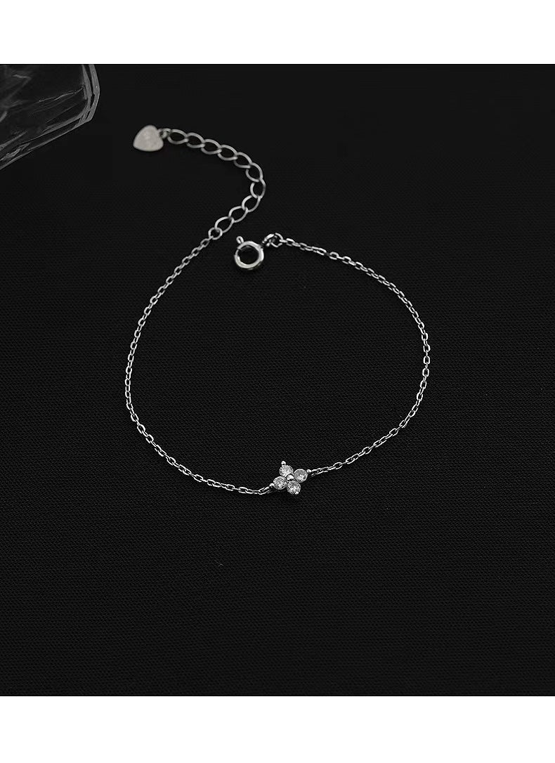 Leaf silver chain bracelet