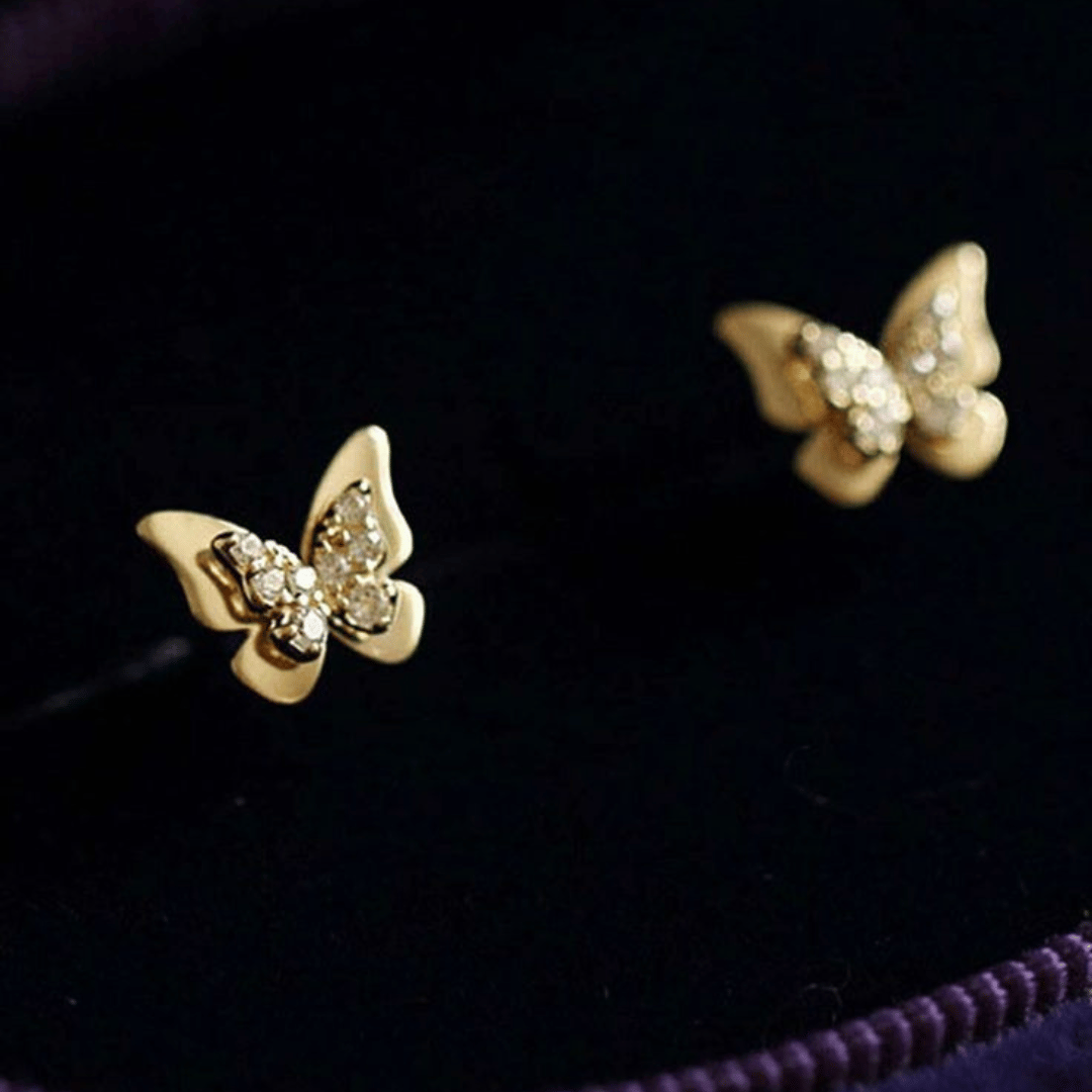 Gold Polish Butterfly Stud Earring