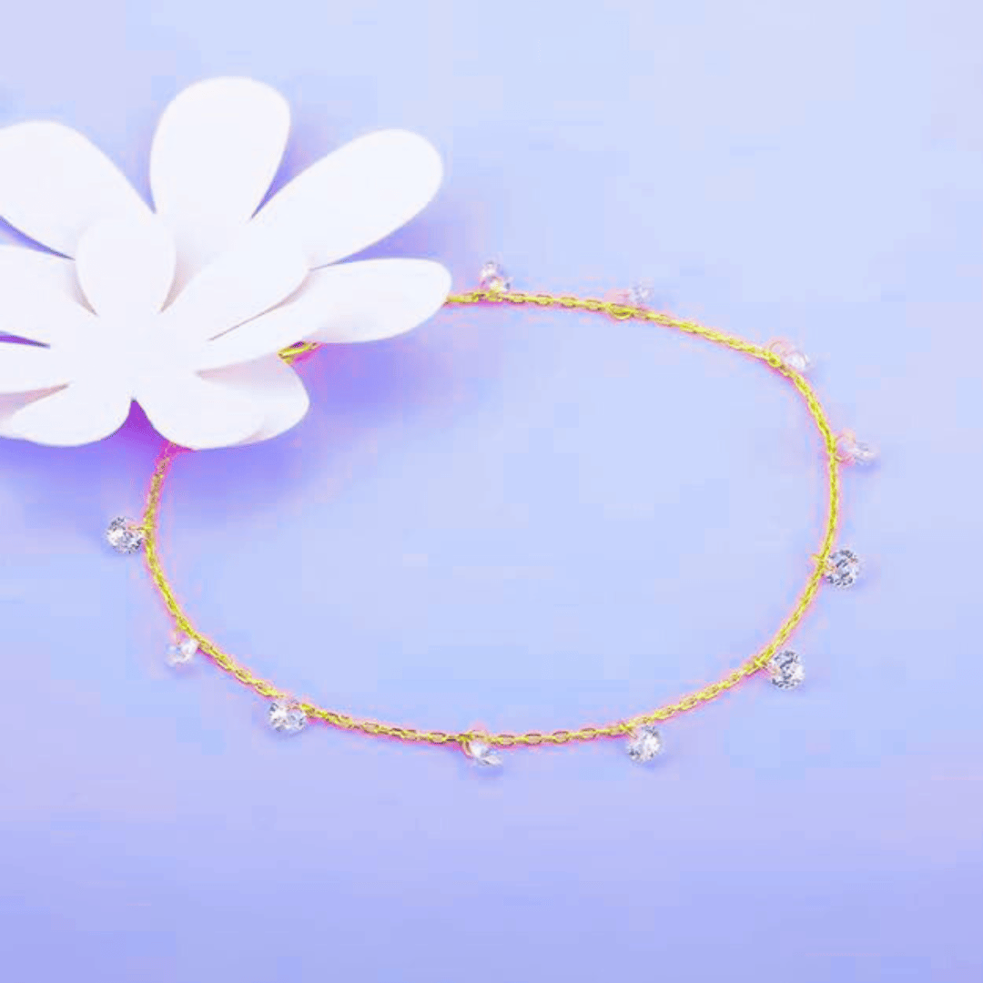 Stone Charms Silver Bracelet Gold Polish Lifestyle Shot, 925 Silver Bracelet for Women ZIA Nagpur