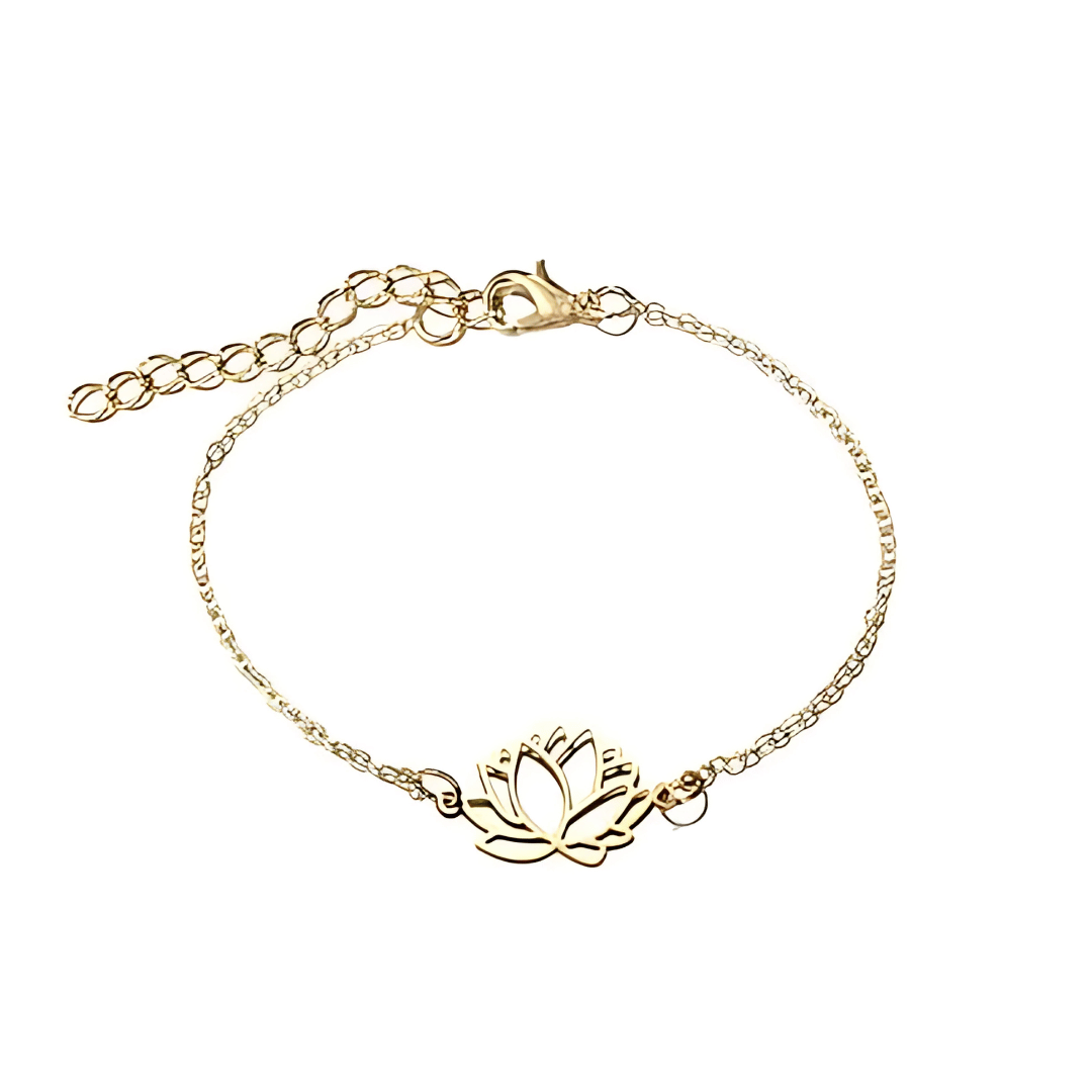 Lotus Design Silver Bracelet with Gold Polish