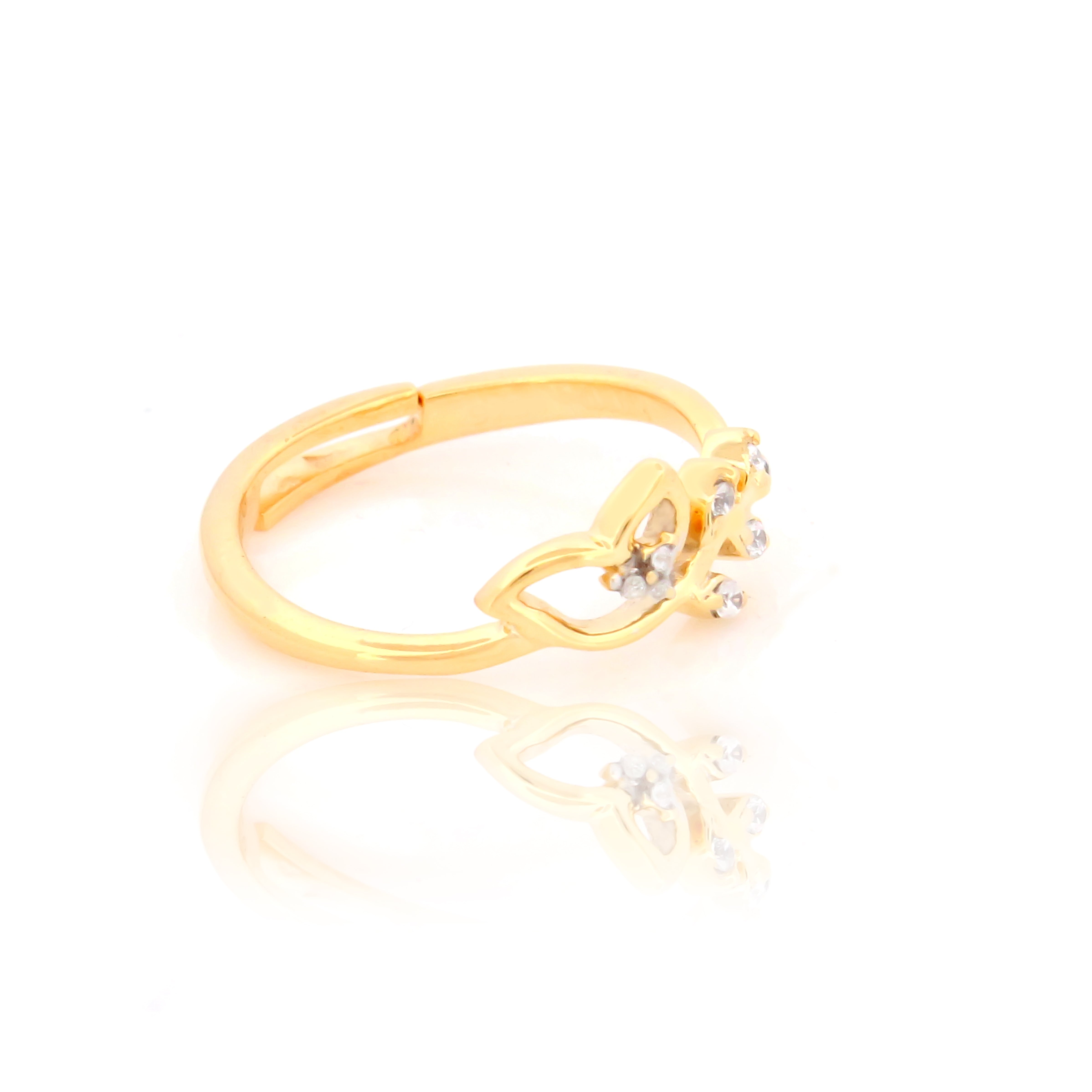 Leaf silver ring in gold polish