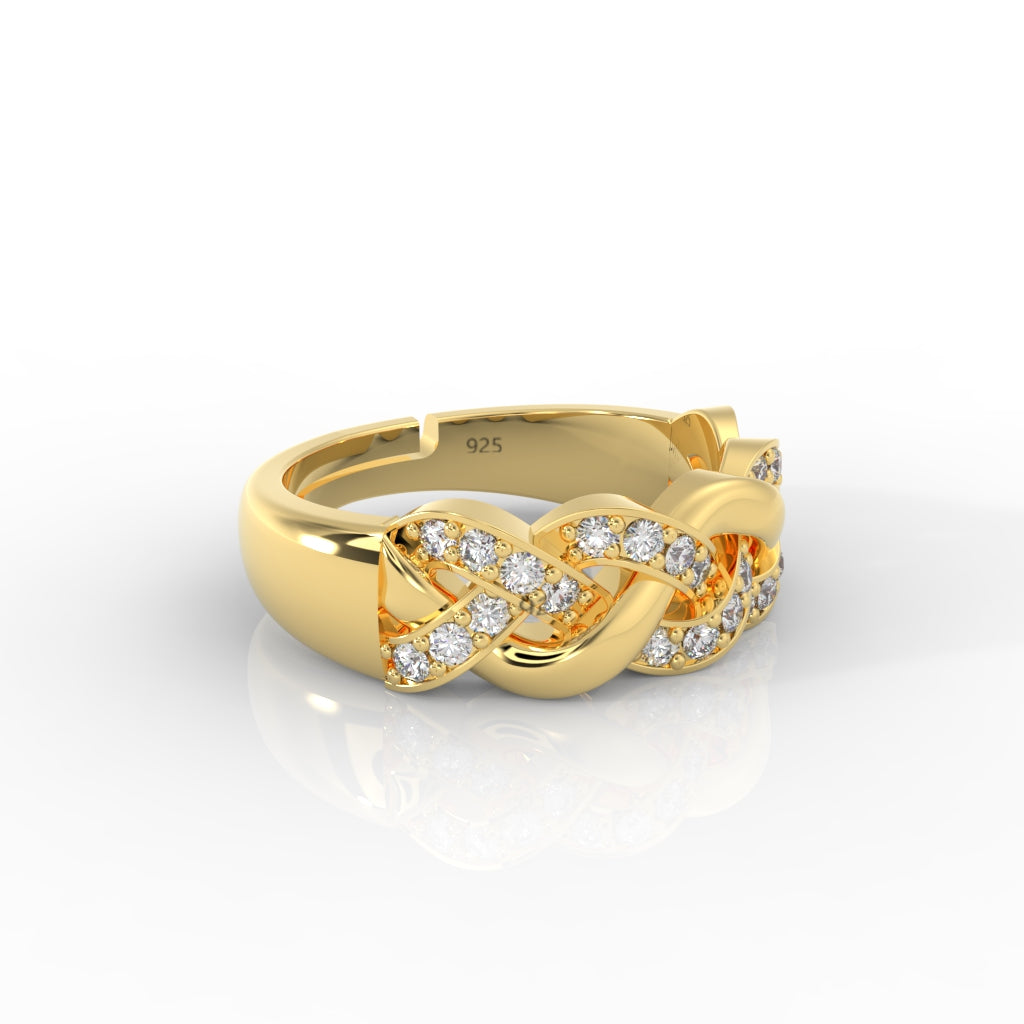 Trendy Infinity Silver Ring in Gold Polish