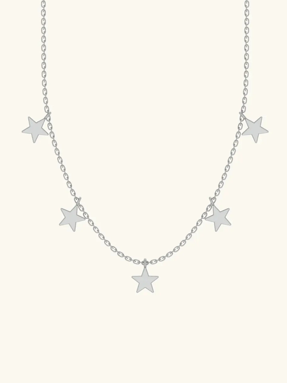 Stars Charms Necklace | Rhodium Plating 92.5 Silver