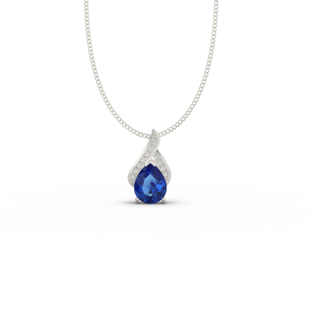 925 Sterling Silver Royal Blue Stone Pendant Necklace for Women, ZIA Nagpur