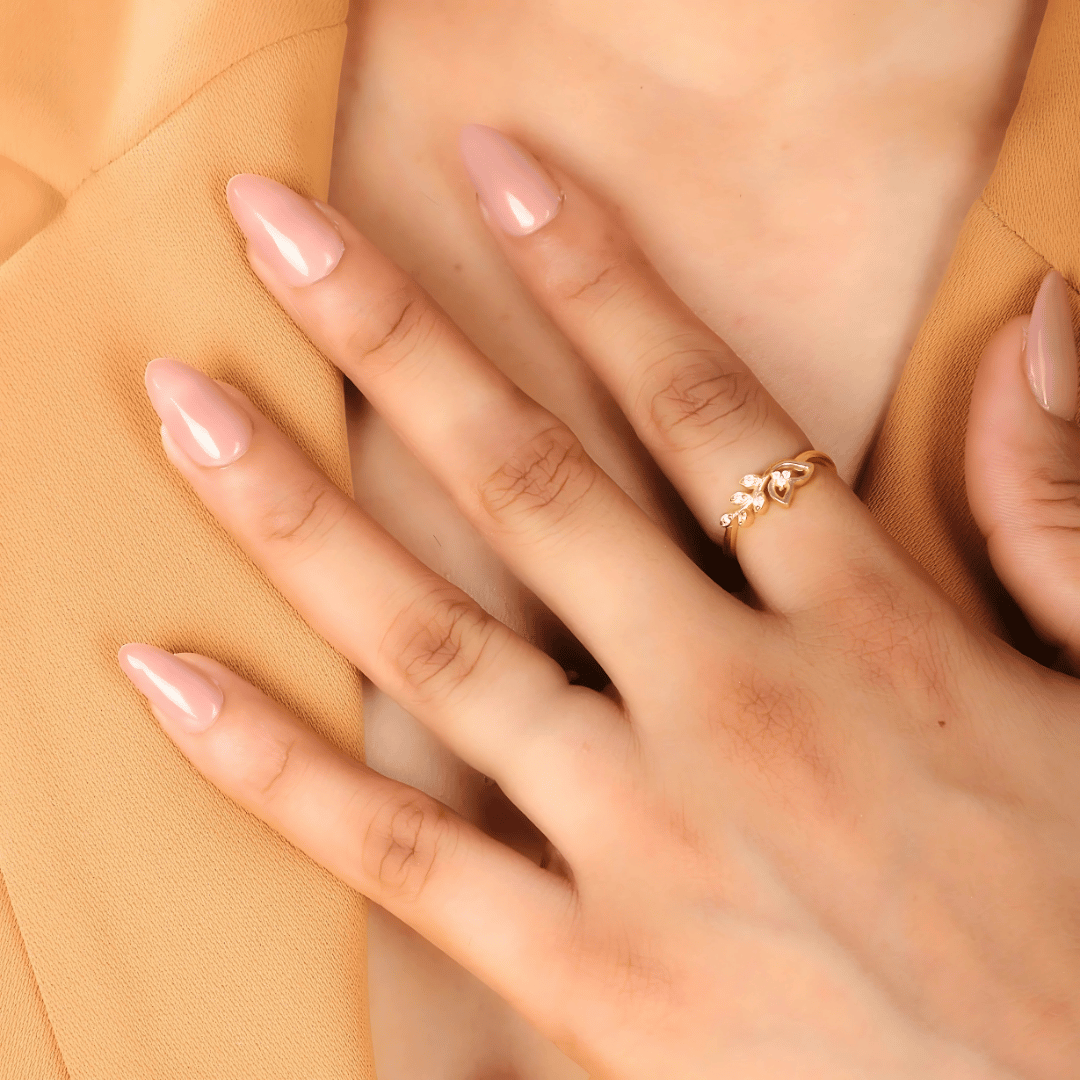 Leaf silver ring in gold polish