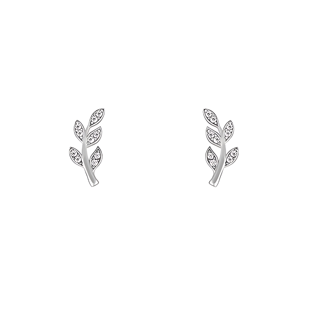925 Sterling Silver Leaf Stud Earrings for Women, Pure Silver Leaf Earrings ZIA Jewellery Nagpur