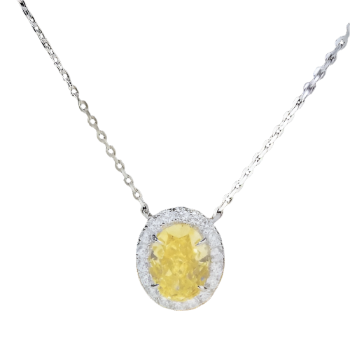 Sterling Silver yellow stone Chain Pendant