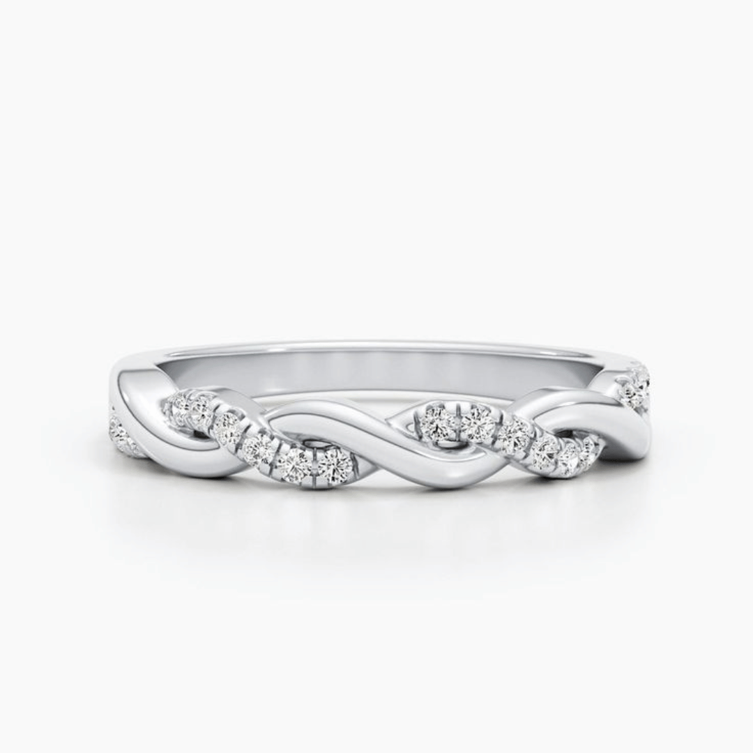 silver infinity pattern band ring for her