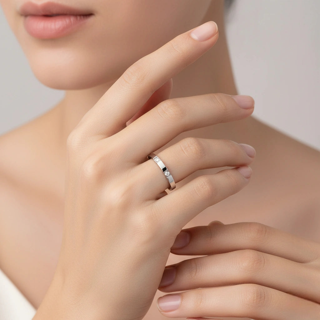 3 stone silver ring for her