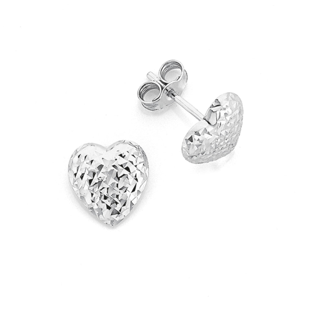 silver heart studs earings for daily wear